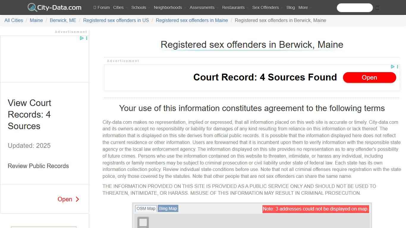 Registered sex offenders in Berwick, Maine - crimes listed, registry-based, living in this city