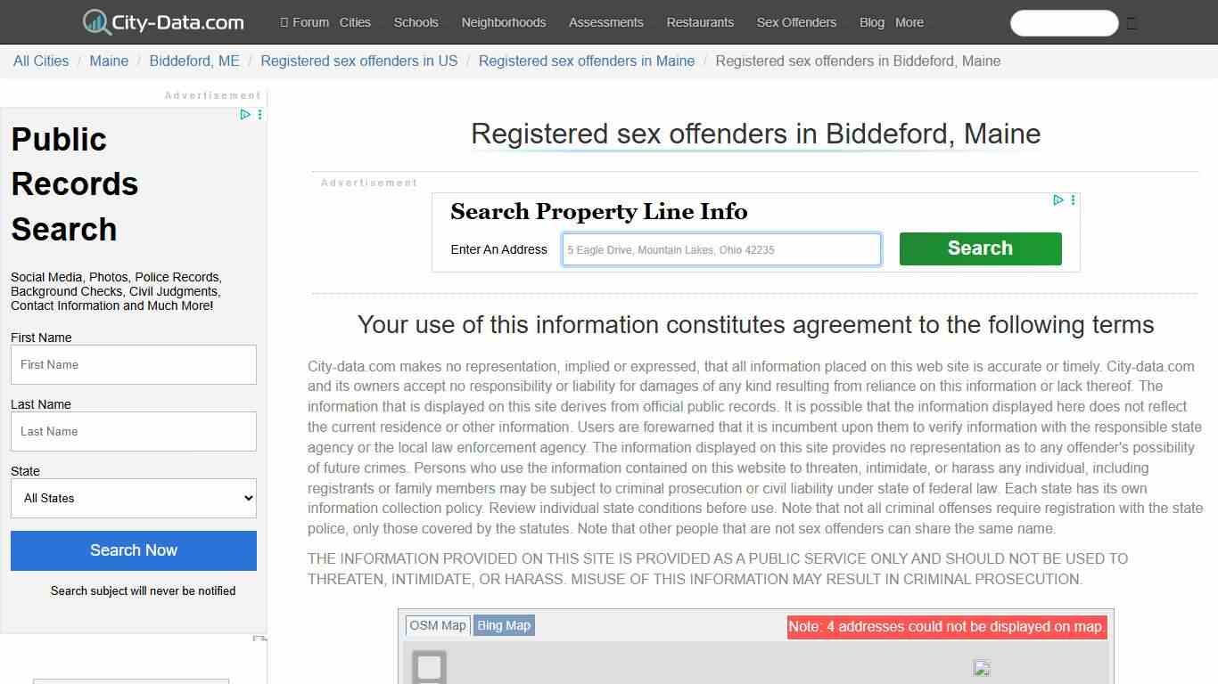 Registered sex offenders in Biddeford, Maine - crimes listed, registry-based, living in this city